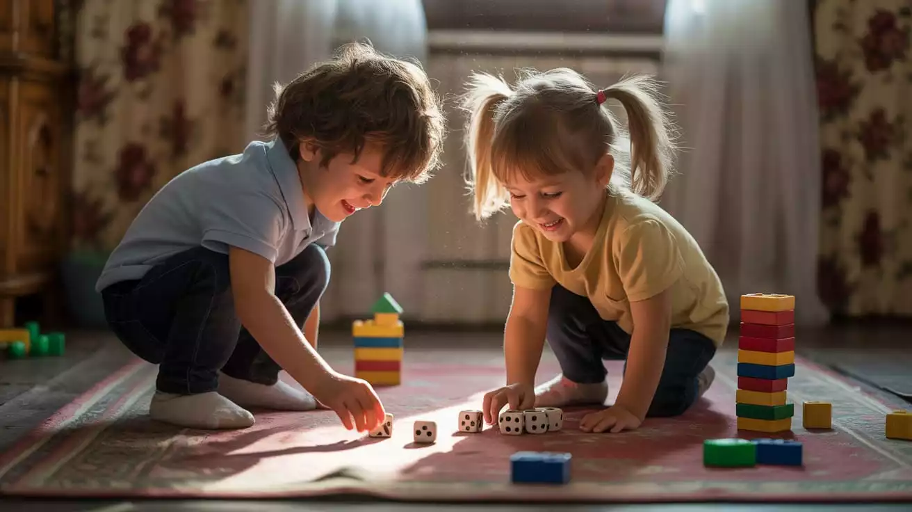 Toyland banner with children playing with toys